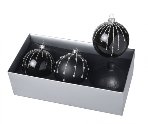 Black Baubles with Pearl Detail