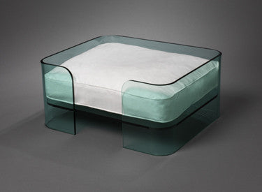 Mija translucent green dog bed with lace cushion